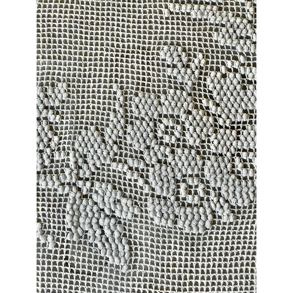 Handcrafted Crochet Tablecloth 36"x32" With Raised Wreath Design & Tatted Edges - Picture 4 of 15